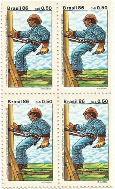 QC1516MINT - CAMPANHA NACIONAL DE PREVENÇÃO DE ACIDENTES DE TRABALHO - 1986 - MINT