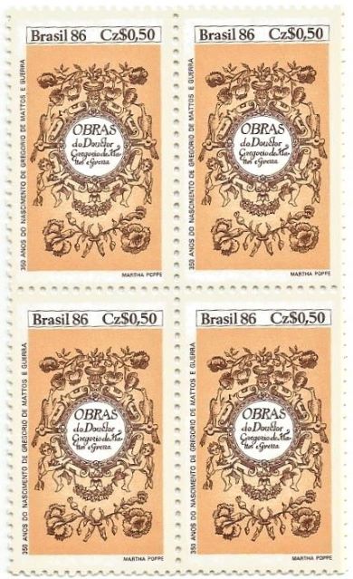 QC1527MINT - LITERATURA BRASILEIRA - DIA do LIVRO - 350 ANOS DO NASCIMENTO DE GREGÓRIO DE MATTOS E GUERRA, POETA(1636-1995) E 100 ANOS DO NASCIMENTO DE MANUEL BANDEIRA - POETA (1886-1968) - 1986 - MINT