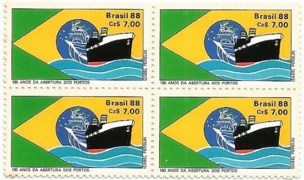 QC1577MINT - 180 ANOS DA ABERTURA DOS PORTOS - 1988 - MINT