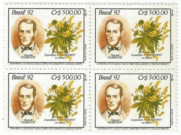 QC1794MINT - 170 ANOS DA EXPEDIÇÃO LANGSDORFF NO BRASIL (1821-1829) - CONFERÊNCIA DAS NAÇÕES UNIDAS SOBRE MEIO AMBIENTE E DESENVOLVIMENTO - 1992 - MINT