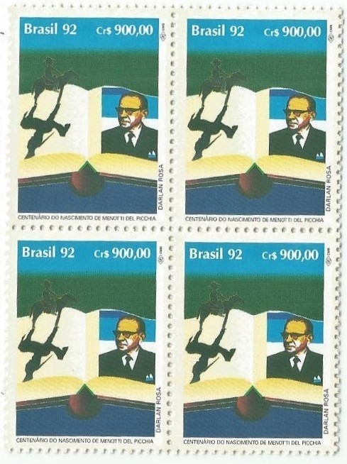QC1820MINT - LITERATURA BRASILEIRA DIA DO LIVRO - CENTENÁRIO DO NASCIMENTO DE PAULO MENOTTI DEL PICCHIA, ESCRITOR (1892-1988) - 1992 - MINT