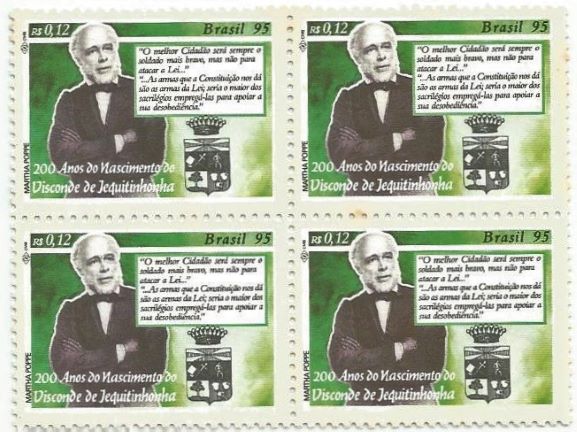 QC1939MINT - PERSONALIDADES BRASILEIRAS - VISCONDE DE JEQUITINHONHA (1794-1870) - 1995 - MINT