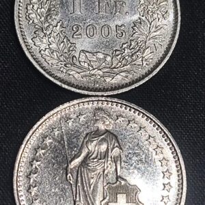 Moeda Suíça – Km024a.3 – 1 Franco – 2005 – Cuproniquel – 4,40 Gr – 23,20 mm – Excelente Peça
