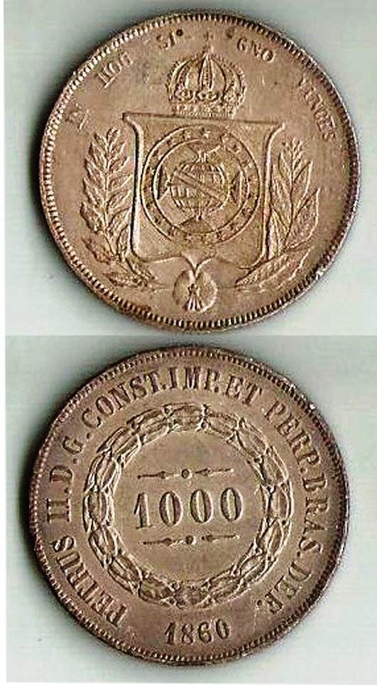 MPR 608 - Moeda 1000 réis - Prata - 1860 - Soberba