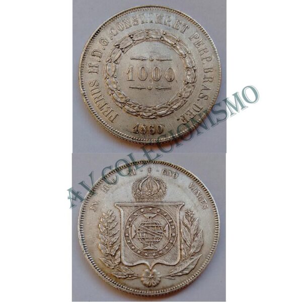 MPR 608 - Moeda 1000 réis - Prata - 1860 - MBC