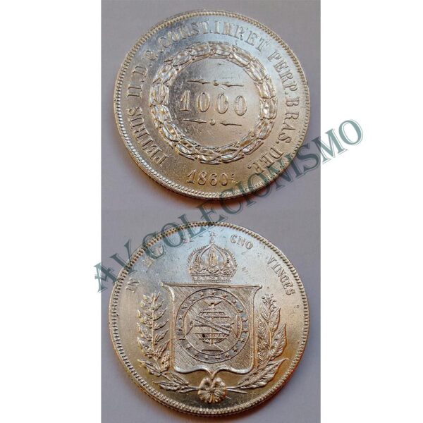 MPR 608 - Moeda 1000 réis - Prata - 1860 - SOB
