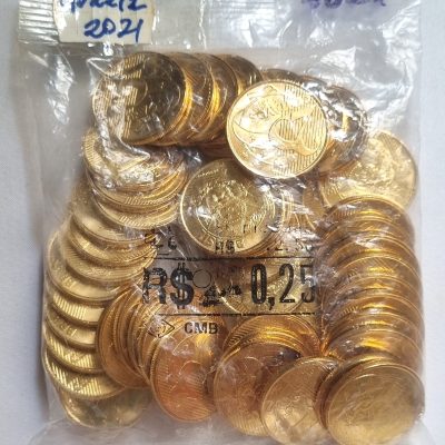 Sachê com 50 moedas - 25 centavos - Brasil - 2021