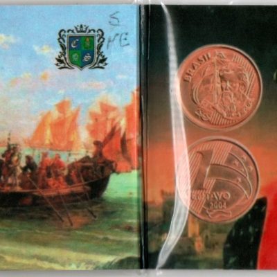 Folder com Serie de 7 Moedas de 1 Centavo - da Segunda Família do Real  - 1998 a 2004 - Brasil