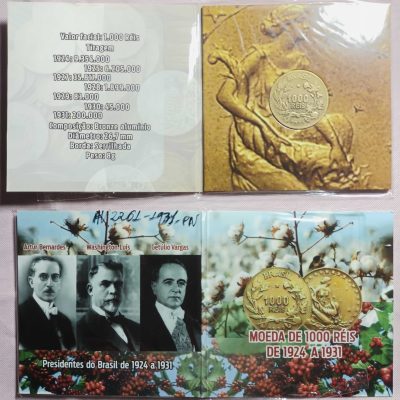 Folder com  Moeda 1000 Reis - Bronze/Alumínio - 1931 - Brasil - ESCASSA