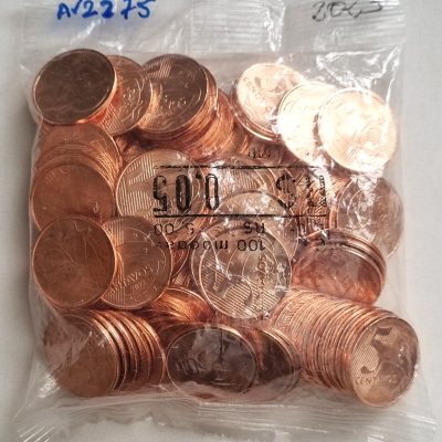 Sachê com 100 moedas - 5 centavos - Brasil - 2023