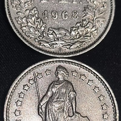 Moeda Suíça – Km024a.1 – 1 Franco – 1968 – Cuproniquel – 4,40 Gr – 23,20 mm – Excelente Peça
