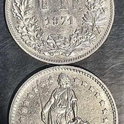 Moeda Suíça – Km024a.1 – 1 Franco – 1971 – Cuproniquel – 4,40 Gr – 23,20 mm – Excelente Peça