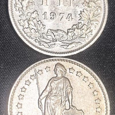 Moeda Suíça – Km024a.1 – 1 Franco – 1974 – Cuproniquel – 4,40 Gr – 23,20 mm – Excelente Peça