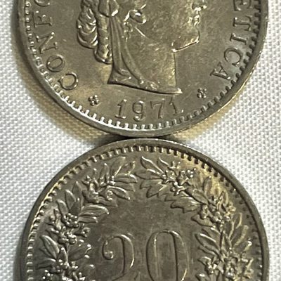 Moeda Suíça - Km029A - 20 Rappen - 1971 – Cúproníquel – 4,00 Gr – 21,05 mm – Excelente Peça