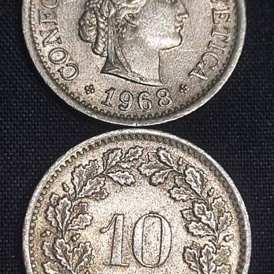 Moeda Suíça – Km027 – 10 Rappen – 1968B – Cuproniquel – 3,00 Gr – 19,15 mm – Excelente Peça