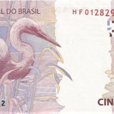C345D - Cédula Brasil - 5 Reais - Série - HF - 2020 - FE