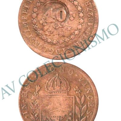MCO 626 - Moeda Cobre - 80 réis com carimbo de 40 - 1827R - MBC