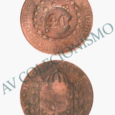 MCO 628 - Moeda Cobre - 80 réis com carimbo de 40 - 1829R - MBC