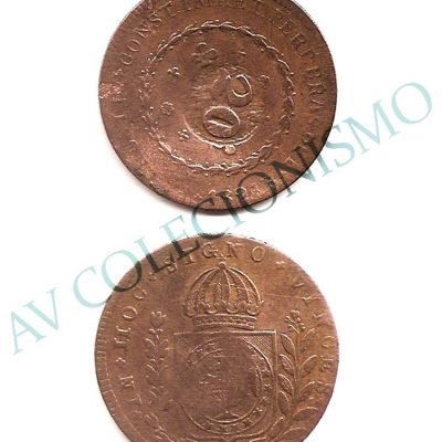 MCO 649 – Moeda Cobre – 40 réis – Carimbo de 20 – 1827B – MBC