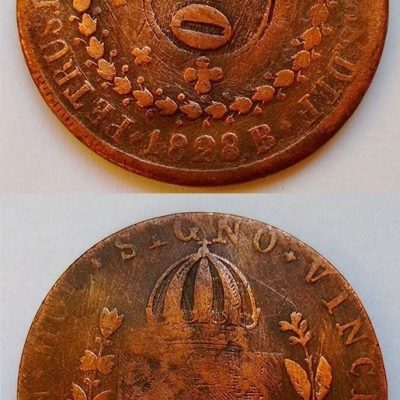 MCO 665 - Moeda Cobre - 80 réis - Carimbo de 40 - 1828B - MBC