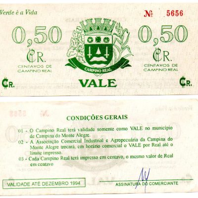 MSB067 - Moeda Social - Campino Real - CR 0,50 - Municipio de Campina do Monte Alegre - SP