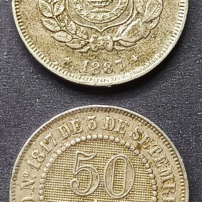MVM 026 - Moedas 50 réis - 1887 - Cuproníquel - MBC/SOB