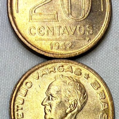 MVM 184 - Moeda 20 centavos - Níquel Rosa - 1942 - Getúlio Vargas - FC