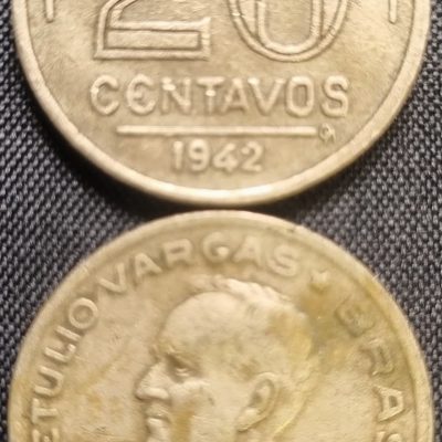 MVM 184 - Moeda 20 centavos - Níquel Rosa - 1942 - Getúlio Vargas - MBC