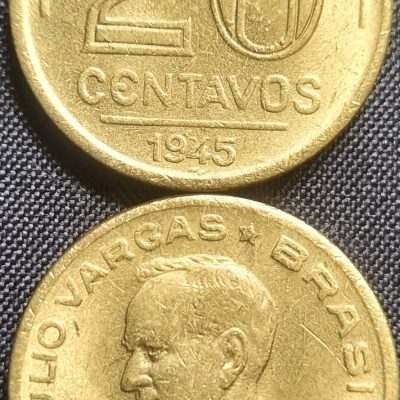 MVM 187 - Moeda 20 centavos - Bronze-Alumínio - 1945 - Getúlio Vargas - FC
