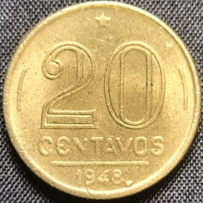 MVM 206 - Moeda 20 centavos - Bronze-Alumínio - 1948 - Rui Barbosa - SOB