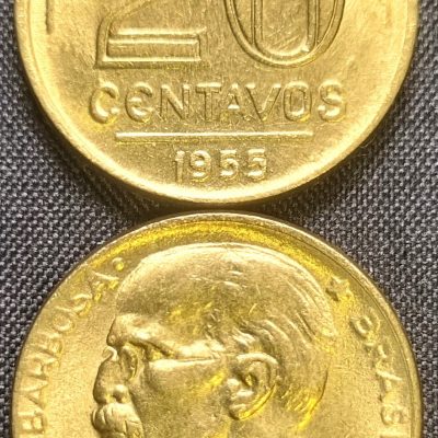 MVM 213 - Moeda 20 centavos - Bronze-Alumínio - 1955 - Rui Barbosa - FC