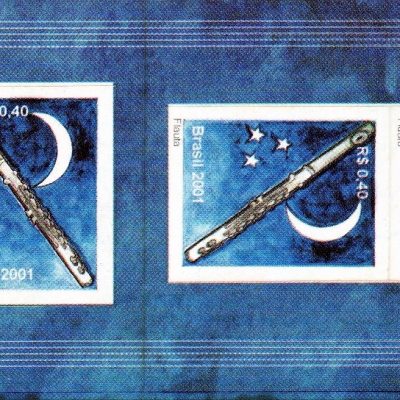 SCD27 - Caderneta Selos Brasil - Instrumentos Musicais - FLAUTA - SR813 - autoadesivos - Percê - 2001
