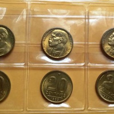 Lote com 10 Moedas - 20 Centavos - 1955 - Bronze/Alumino - FC - MVM213