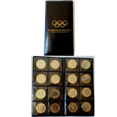 Álbum com as 16 Moedas Olímpicas - Rio 2016