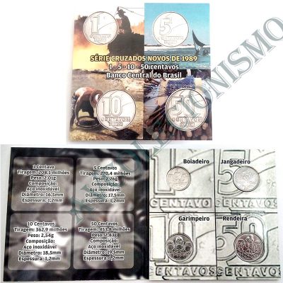 Folder com série de 4 Moedas - Profissões - Aço - 1989