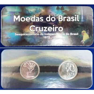 Fôlder com 2 moedas 1 Cruzeiro - Sesquicentenário da Independência do Brasil - 1972 - Brasil