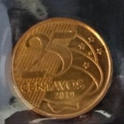 Lote com Serie de 5 Moedas da Segunda Família do Real - R$ 0,05 - R$ 0,10 - R$ 0,25 - R$ 0,50 - R$ 1,00 - 2019 - Brasil