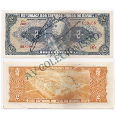 C014 - 2 Cruzeiros - Autografada - 1944 - FE