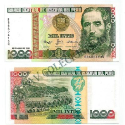 Cédula - Peru - Km136b - 1000 Intis - 1988 - FE