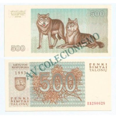 Cédula - Lituania - Km046 - 500 Talonas - 1993 - FE