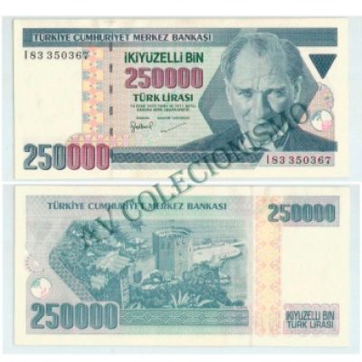 Cédula - Turquia - Km207 - 250 Mil Liras- 1992 - FE