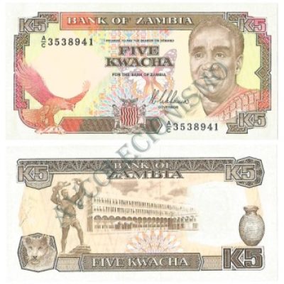 Cédula - Zambia - Km030 - 5 Kwacha - 1989 - FE