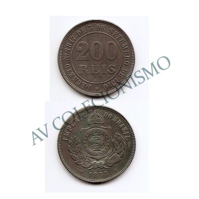 MNI 025 - Moeda 200 réis - Niquel - 1875 - Rara