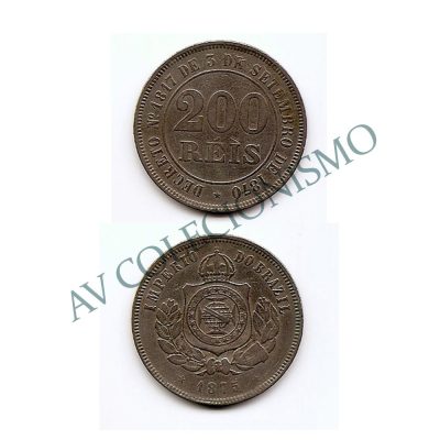 MNI 025 - Moeda 200 réis - Niquel - 1875 - Rara - MBC