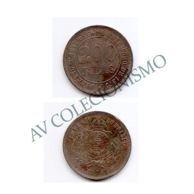 MNI 025 - Moeda 200 réis - Niquel - 1875 - Rara - MBC