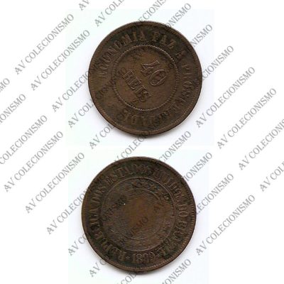 MBZ 816 - Moeda 40 Réis - Bronze - 1889 - MBC/SOB