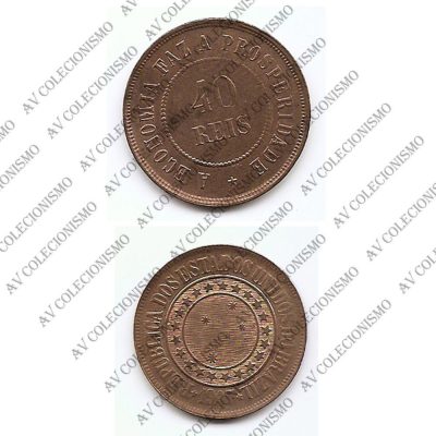 MBZ 825 - Moeda 40 Réis - Bronze - 1907 - MBC/SOB