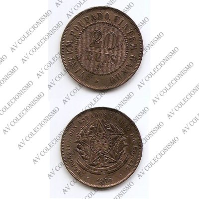 MBZ 813 - Moeda 20 Réis - Bronze - 1910 - MBC