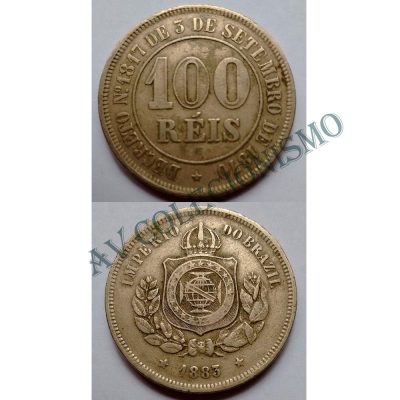 MNI 016 - Moeda 100 réis - Niquel - 1883 -  SOB