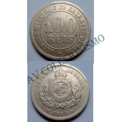 MNI 017 - Moeda 100 réis - Niquel - 1884 - MBC/SOB